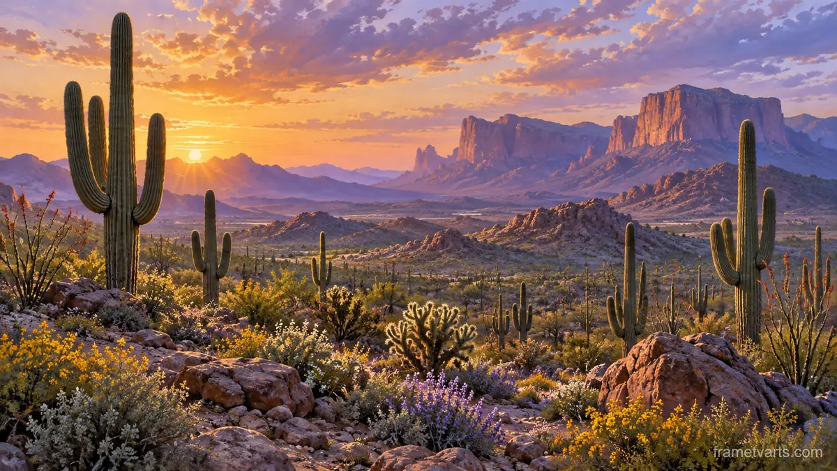 Desert After Rain – painterly realism Samsung Frame TV art, 4K