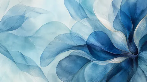 Overlapping translucent petal shapes – cool blue lyrical abstraction Frame TV art