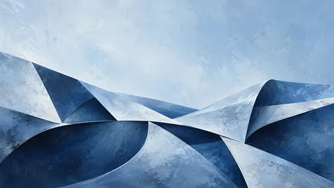 Sculptural folded planes viewed from above – cool blue lyrical abstraction Frame TV art