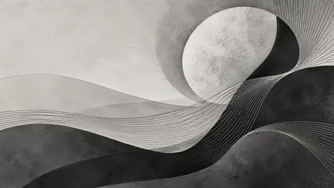Rhythmic thin lines bending across layered fields – monochrome minimalist abstraction Frame TV art