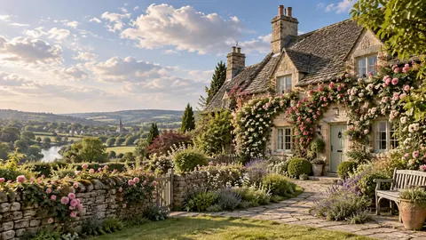 English cottage with a climbing rose garden – fine-art architectural photography Frame TV art