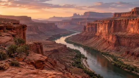 Red canyon and a narrow desert river – fine-art natural photography Frame TV art