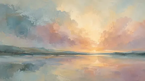 Soft-edged cloudlike color fields – muted pastel organic abstraction Frame TV art